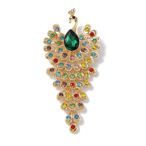 

PandaHall Alloy Rhinestone Brooch for Women, Peacock, Emerald, 108x49x11.5mm Alloy+Rhinestone Peacock Green
