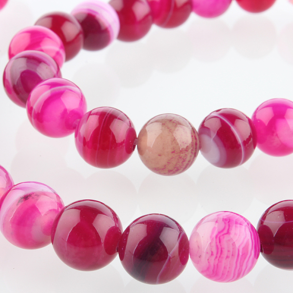 

PandaHall Natural Striped Agate/Banded Agate Round Bead Strands, Dyed, Deep Pink, 8mm, Hole: 1mm, about 49pcs/strand, 14.96 inch Banded...