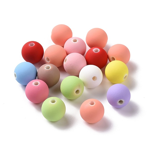 

PandaHall Spray Painted ABS Plastic Beads, Rubberized Style, Round, Mixed Color, 14x13.5mm, Hole: 2mm, about 350pcs/500g ABS Plastic Round..., Multicolor