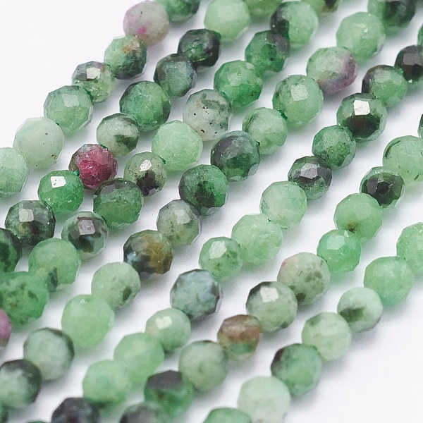 PandaHall Natural Ruby in Zoisite Beads Strands, Faceted, Round, 2~2.5mm, Hole: 0.5mm, about 195~208pcs/strand, 15.7 inch(40cm) Ruby in...