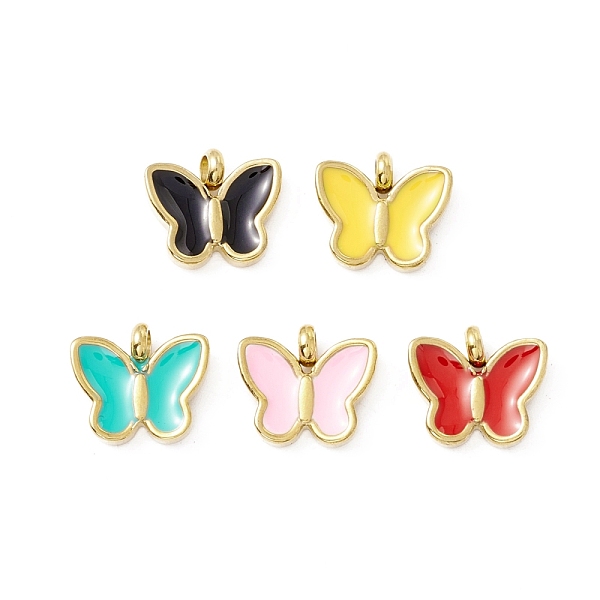 

PandaHall Vacuum Plating 304 Stainless Steel Enamel Pendants, Light Gold, Butterfly, Mixed Color, 11x12.5x4mm, Hole: 2mm Stainless..., Multicolor