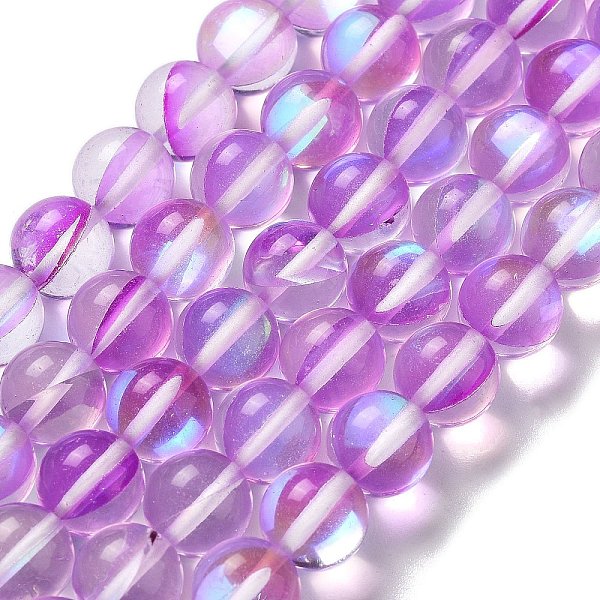 

PandaHall Synthetic Moonstone Beads Strands, Round, Dark Violet, 10mm, Hole: 1mm, about 19pcs/strand, 7.48 inch(19cm) Moonstone Round