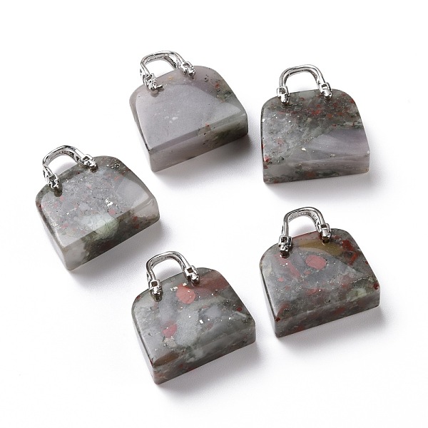 

PandaHall Natural African Bloodstone Brass Pendants, Platinum, Bag, 27.5x25x10mm, Hole: 6mm Bloodstone Bag