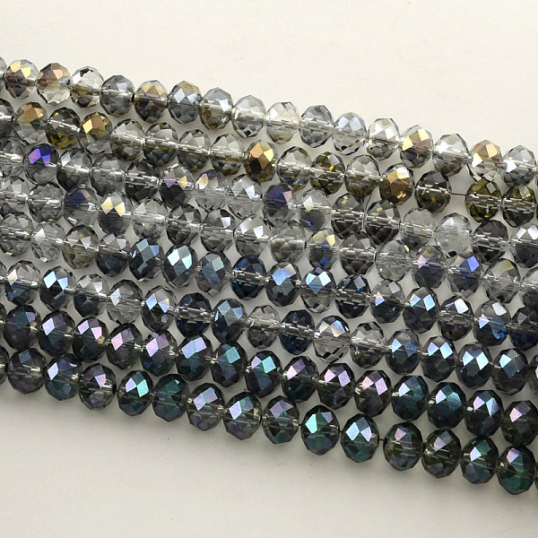 

PandaHall Electroplate Faceted Rondelle Glass Bead Strands, Mixed Color, 8x5.5mm, Hole: 1.5mm, about 72pcs/strand Glass Rondelle