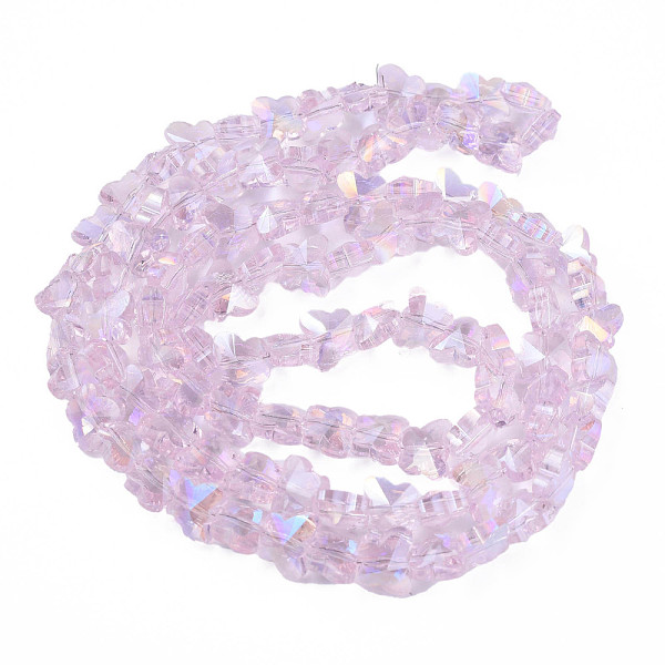 

PandaHall Electroplate Transparent Glass Beads Strands, Pearl Luster Plated, Faceted, Butterfly, Pink, 8x10x6mm, Hole: 1mm, about...