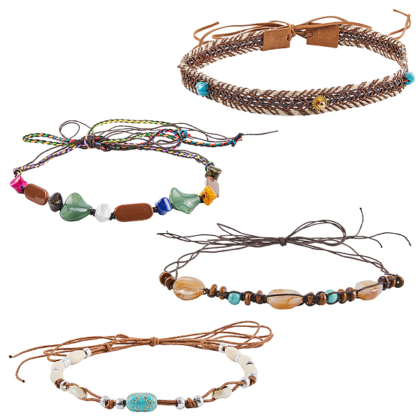 

PandaHall GORGECRAFT 4 Styles Western Cowboy Hat Band Ethnic Adjustable Western Hat Belts Turquoise Beads Stone Replacement Gem Hat Belt for..., Multicolor