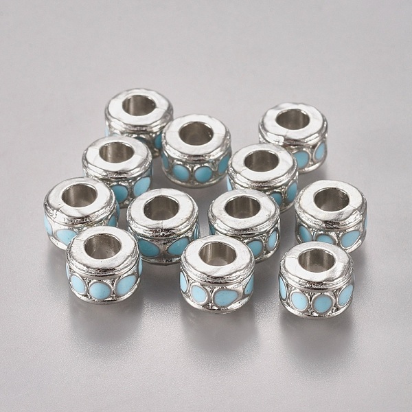 

PandaHall Alloy European Beads, with Enamel, Large Hole Beads, Lead Free & Cadmium Free & Nickel Free, Column, Platinum Color, Size: about...