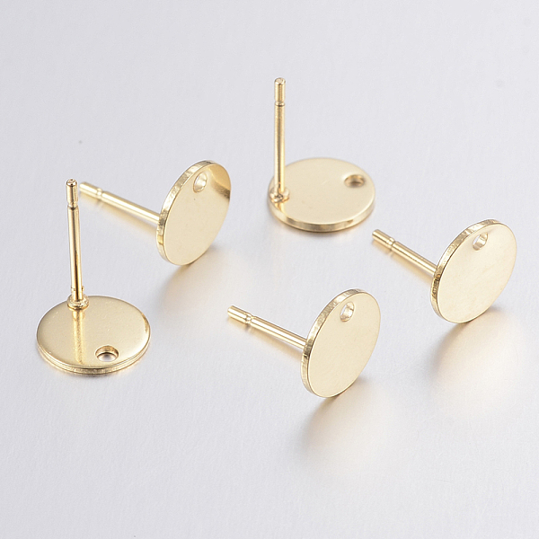 

PandaHall 304 Stainless Steel Stud Earring Findings, with Flat Plate, Flat Round, Golden, 8x0.8mm, Hole: 1.2mm, Pin: 0.8mm 304 Stainless...