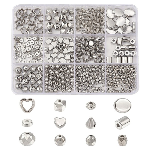 

PandaHall 465Pcs 12 Styles CCB Plastic Spacer Beads, Mixed Shape, Platinum, 3~8.5x3~9x3mm, Hole: 1~1.6mm Plastic Mixed Shapes