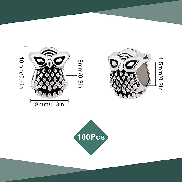 

PandaHall SUNNYCLUE 1 Box 100Pcs Tibetan Style Alloy Owl Charms Bulk Tibetan Style Sliver Owl Pendants Vintage Night Bird Beads for...