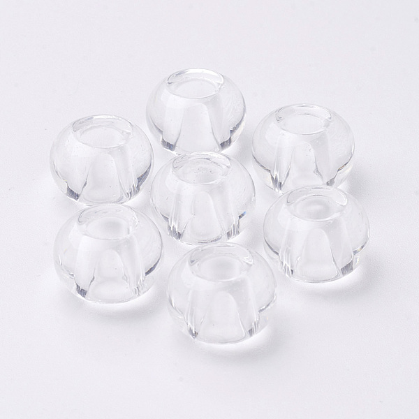 

PandaHall Glass European Beads, Large Hole Beads, Rondelle, Clear, 15x10mm, Hole: 5mm Glass Rondelle Clear