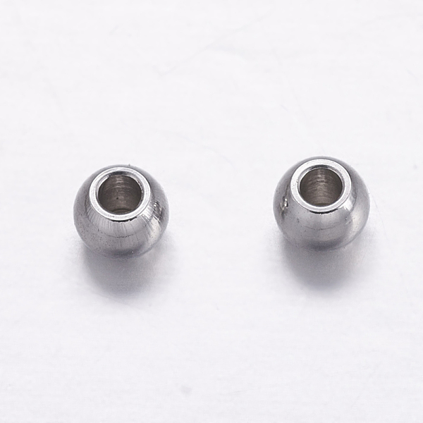 

PandaHall 201 Stainless Steel Spacer Beads, Round, Stainless Steel Color, 3mm, Hole: 1.8mm 201 Stainless Steel Round