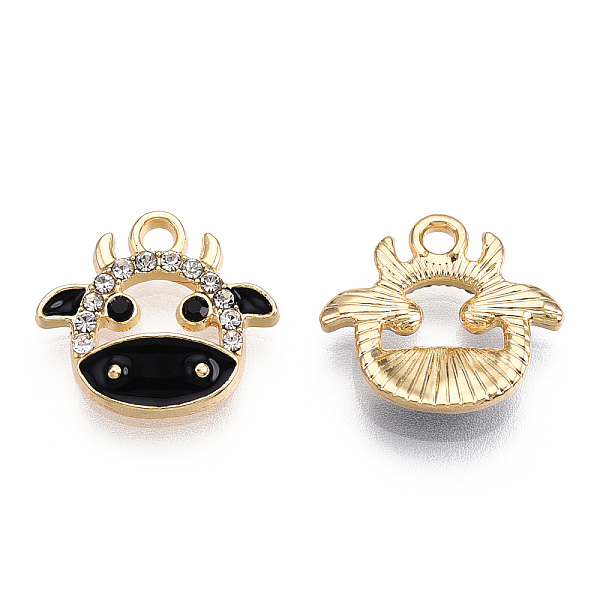 

PandaHall Eco-Friendly Zinc Alloy Charms, with Enamel and Crystal Rhinestone, Cadmium Free & Nickel Free & Lead Free, Cow, Light Gold, Black...