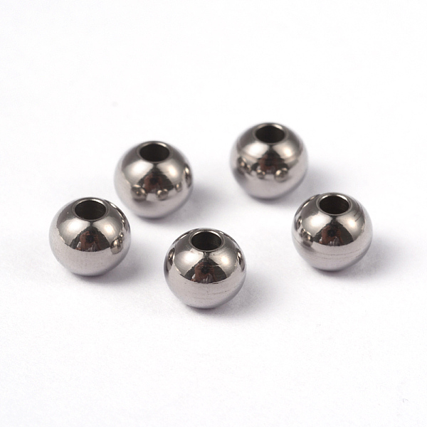 

PandaHall Round 202 Stainless Steel Beads, Stainless Steel Color, 6x5mm, Hole: 2mm 202 Stainless Steel Round