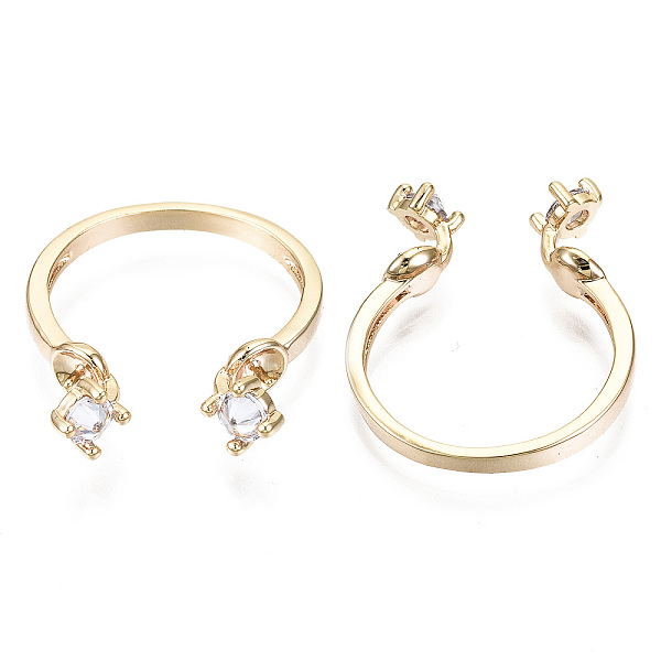 

PandaHall Brass Micro Clear Cubic Zirconia Cuff Finger Rings Setting, for Half Drilled Bead, Nickel Free, Real 18K Gold Plated, US Size 8...
