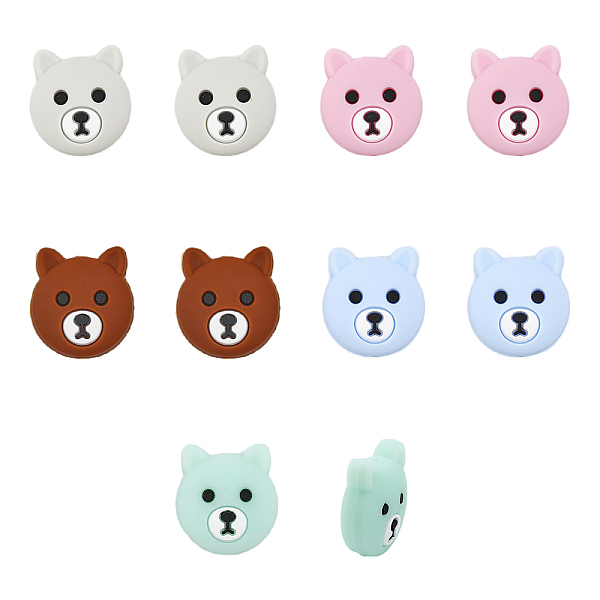 

PandaHall CHGCRAFT 10Pcs 5 Colors Silicone Beads, DIY Nursing Necklaces and Bracelets Making, Chewing Pendants For Teethers, Bear Head..., Multicolor