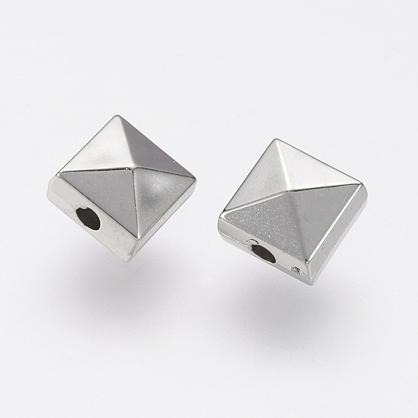 

PandaHall CCB Plastic Beads, Faceted, Square, Platinum, 7x7x4mm, Hole: 1.5mm Plastic Square