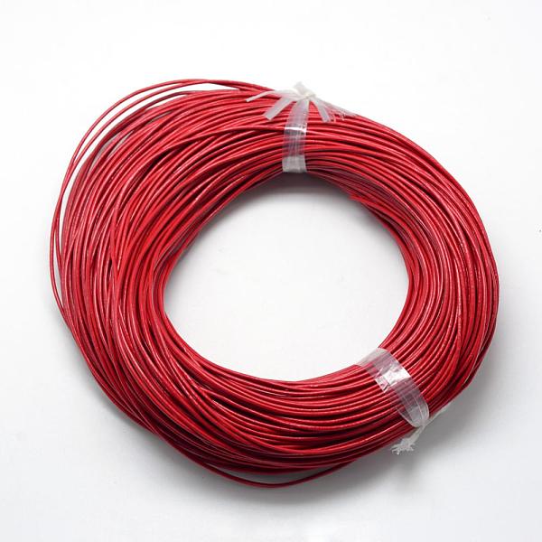 

PandaHall Spray Painted Cowhide Leather Cords, Red, 1.5mm, about 100yards/bundle(300 feet/bundle) Cowhide Round Red