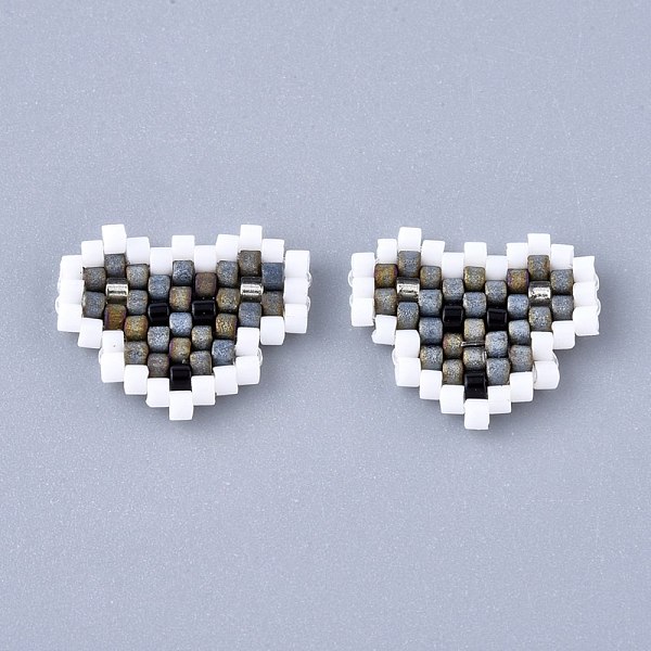 

PandaHall Handmade Seed Beads Pendants, with Elastic Thread, Loom Pattern, Heart, Colorful, 12~12.5x14.5x1.5~2mm Glass Heart