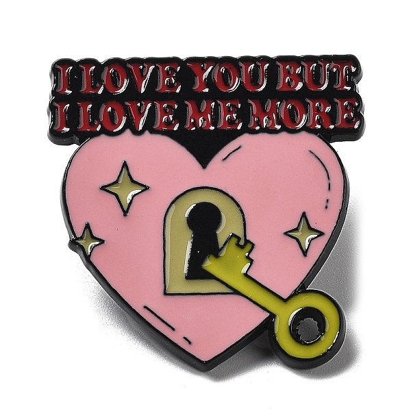 

PandaHall Black Zinc Alloy Brooch, Self Love Theme Enamel Pins for Women, Heart Lock, 30.5x29.5x2mm Alloy+Enamel Lock Pink