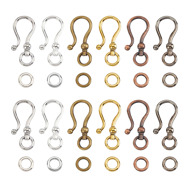 

PandaHall CHGCRAFT 48sets 6 Styles Mixed Color Tibetan Style Alloy S Hook Clasps for Bracelet Necklace Jewelry Making Alloy