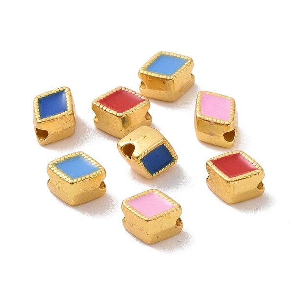 

PandaHall Alloy Beads, with Enamel, Rhombus, Matte Gold Color, Mixed Color, 6.5x5x4mm, Hole: 1.4mm Alloy+Enamel Rhombus Multicolor