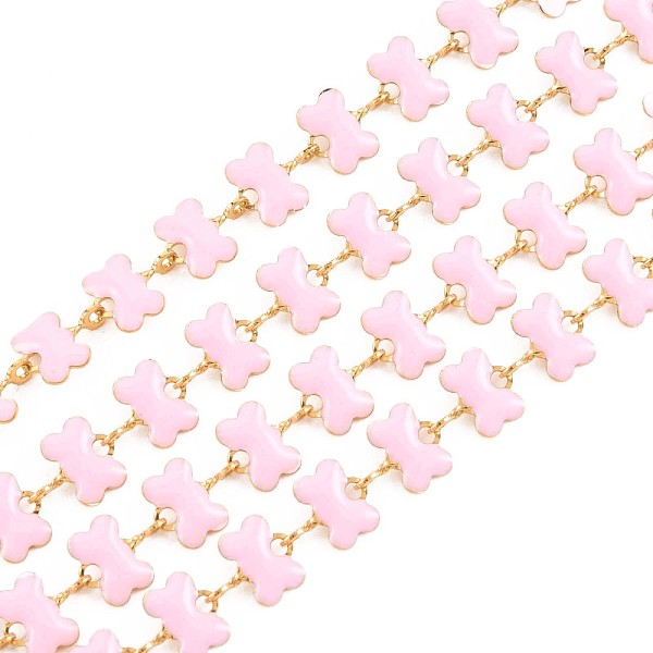 

PandaHall 304 Stainless Steel Bone Shape Link Chains, with Enamel, Real 18K Gold Plated, Soldered, Pearl Pink, 7x6x1mm, about 3.28 Feet...