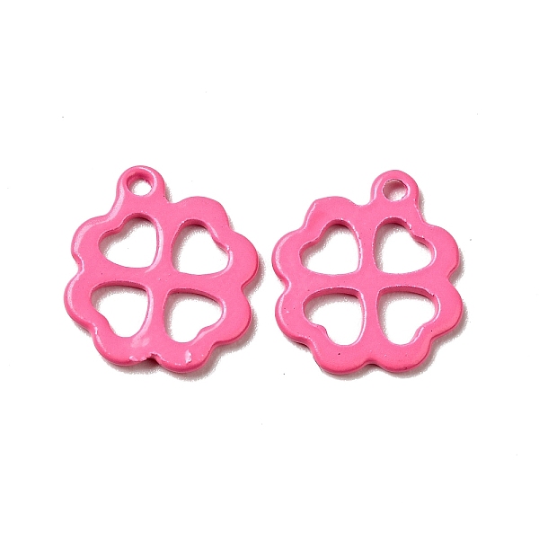

PandaHall Spray Painted 201 Stainless Steel Charms, Clover Charms, Hot Pink, 12x11x1mm, Hole: 1.2mm 201 Stainless Steel Clover
