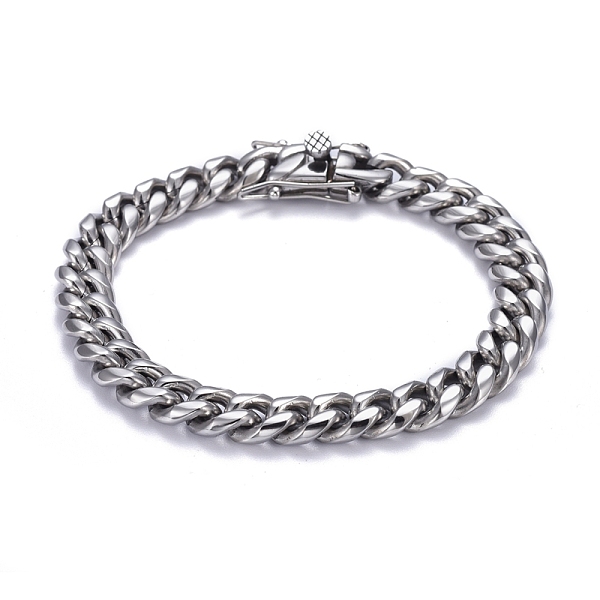 

PandaHall Men's 304 Stainless Steel Cuban Link Chain Bracelets, Stainless Steel Color, 9 inch(23cm) 304 Stainless Steel