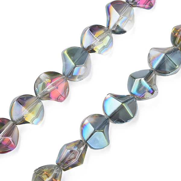 

PandaHall Electroplate Glass Beads Strands, Half Plated, AB Color, Twist, Medium Turquoise, 13x13.5x9mm, Hole: 1.2mm, about 45Pcs/strand...