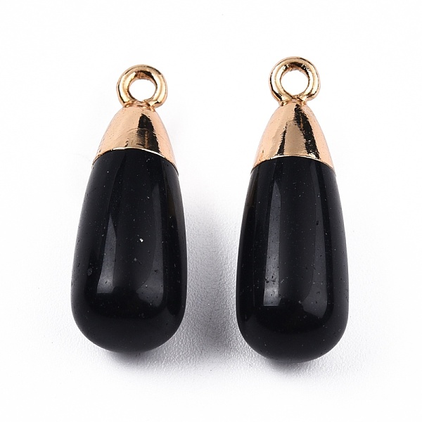 

PandaHall Natural Agate Pendants, with Light Gold Plated Iron Findings, Teardrop Charm, Dyed & Heated, Black, 23x8mm, Hole: 1.8mm Natural...