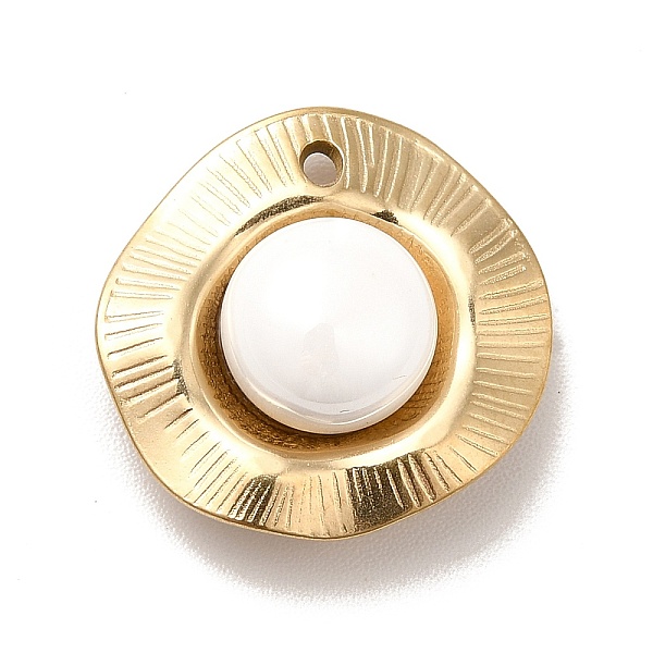 

PandaHall Ion Plating(IP) 304 Stainless Steel Pendants, with Enamel, Golden, Flat Round, White, 16.5x17x7.5mm, Hole: 1.2mm Stainless...