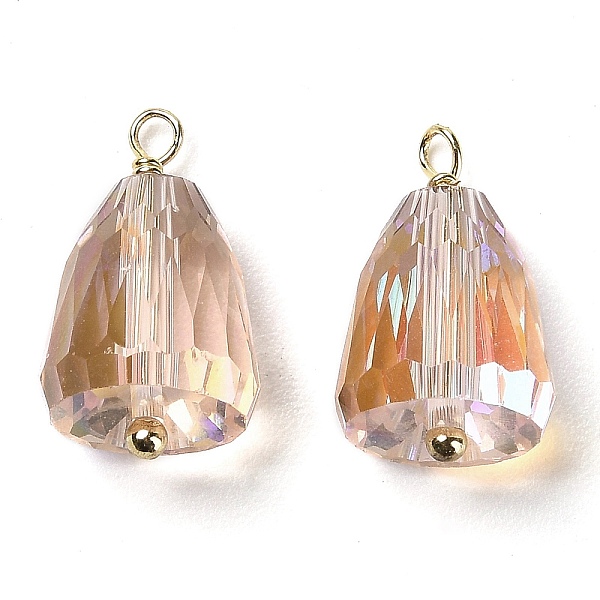 

PandaHall Electroplate Glass Pendants, with Real 18K Gold Rack Plating Brass Loops, Faceted Teardrop Charm, Linen, 17x10mm, Hole: 1.6mm..., Brown