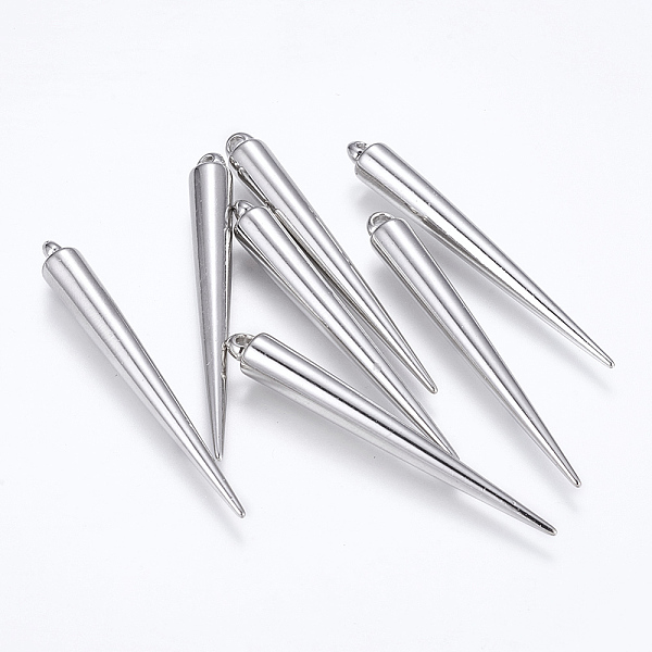

PandaHall CCB Plastic Pendants, Cone, Platinum, 51.5x6mm, Hole: 2mm Plastic Cone