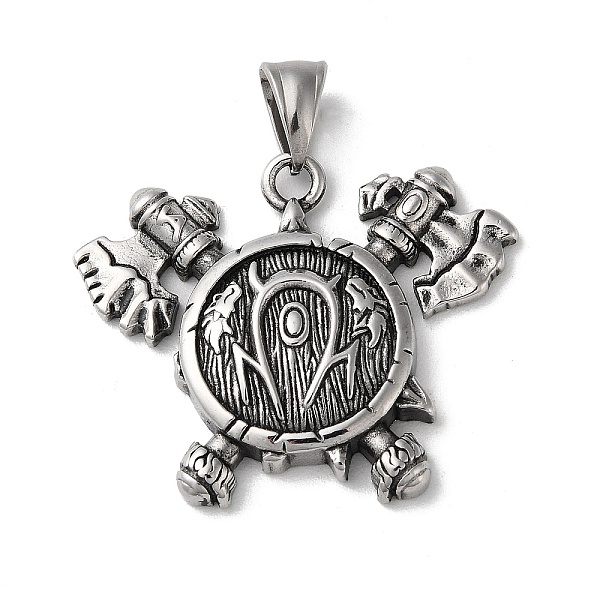 

PandaHall Viking 304 Stainless Steel Pendants, Shield with Double Axe Charms, Antique Silver, 34.5x41.5x5.5mm, Hole: 9x5mm. 304 Stainless...