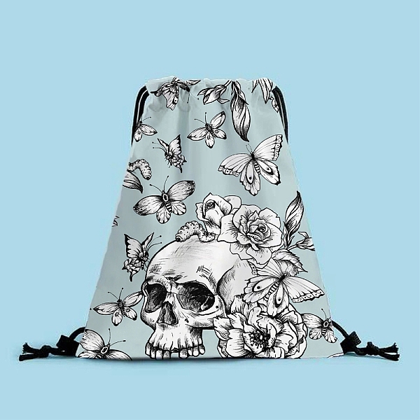 Printed Velvet Drawstring Backpacks
