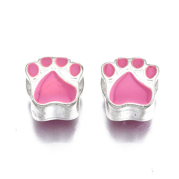 

PandaHall Alloy Enamel European Beads, Large Hole Beads, Silver, Claw Print, Flamingo, 11x10x7.5mm, Hole: 4.5mm Alloy+Enamel Others Pink