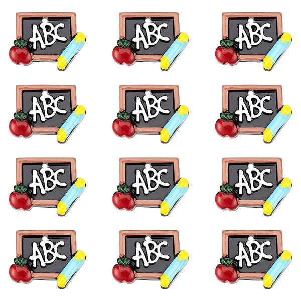 

PandaHall SUNNYCLUE 1 Box 25Pcs School Charms Best Teacher Student Charm Resin Flatback Red Apple BlackBoard ABC Teachers Charms for...