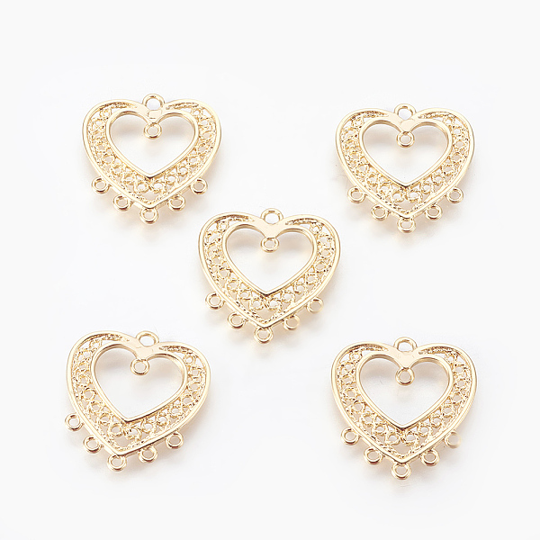 

PandaHall Brass Chandelier Components, Heart, Nickel Free, Real 18K Gold Plated, 20x18.5x1.5mm, Hole: 1~1.5mm Brass Heart