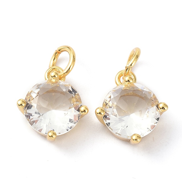 

PandaHall Brass Cubic Zirconia Charms, with Jump Ring, Long-Lasting Plated, Lead Free & Cadmium Free, Round, Real 18K Gold Plated..., Clear