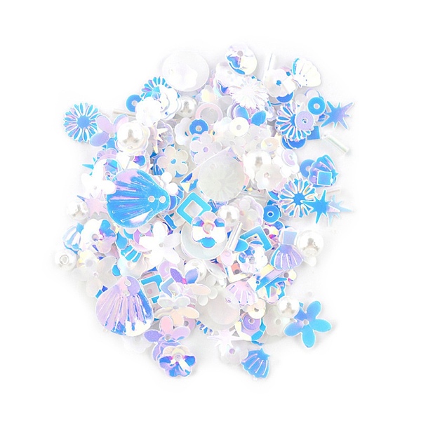 

PandaHall Plastic Paillette Beads, Sequin Beads, Mixed Shapes, Light Blue, 4~19x4~13x0.1mm, Hole: 1~3.9mm Plastic Mixed Shapes