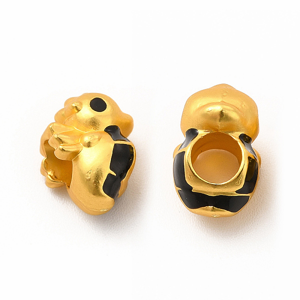 

PandaHall Rack Plating Alloy Enamel European Beads, Large Hole Beads, Sea Horse, Matte Gold Color, 11.5x8x7.5mm, Hole: 4mm Alloy+Enamel Sea..., Black