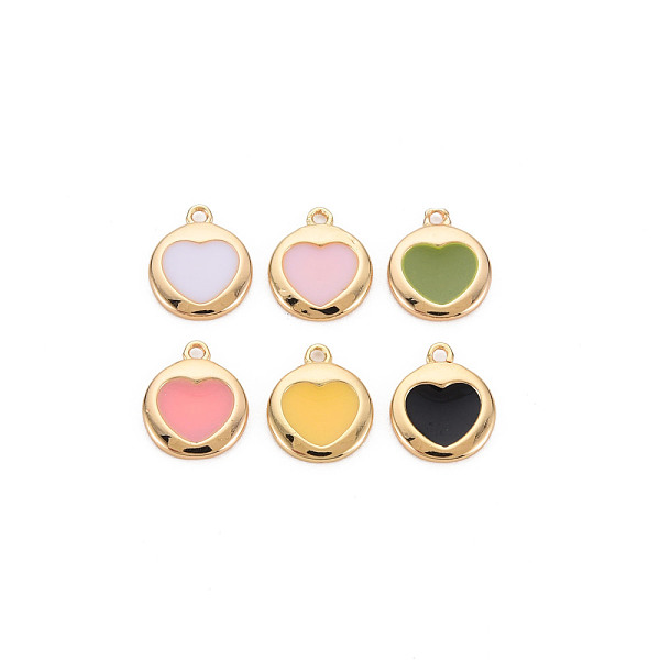 

PandaHall Brass Enamel Charms, Nickel Free, Flat Round with Heart, Mixed Color, Real 18K Gold Plated, 10x8x1mm, Hole: 1mm Brass+Enamel Flat..., Multicolor