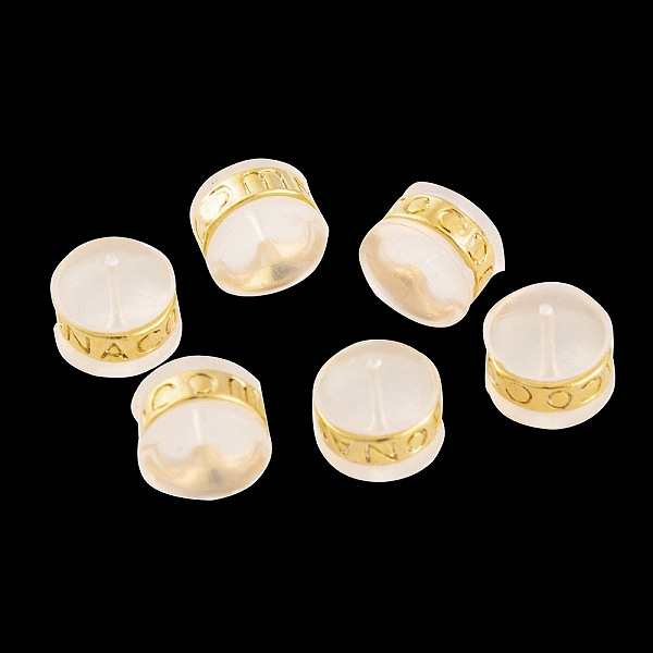 

PandaHall Silicone Ear Nuts, Earring Backs, with Brass Findings, Golden, 6x5mm, Hole: 0.5mm Silicone