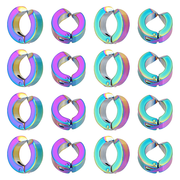 

PandaHall Unicraftale 12Pairs Vacuum Plating 304 Stainless Steel Clip-on Earring Findings, Ring, Rainbow Color, 11x4mm, inner diameter...