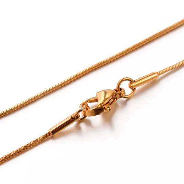 

PandaHall 304 Stainless Steel Snake Chain Necklaces, Golden, 17.7 inch(45cm), 0.9mm 304 Stainless Steel
