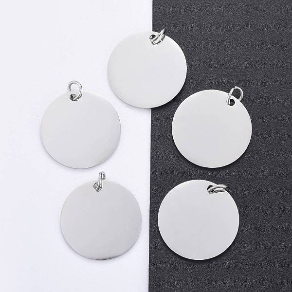 

PandaHall 201 Stainless Steel Pendants, Manual Polishing, Flat Round, Stamping Blank Tag, Stainless Steel Color, 20x1.5mm, Hole: 3.5mm 201...