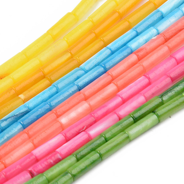 

PandaHall Natural Freshwater Shell Beads Strand, Dyed, Column, Mixed Color, 9x3mm, Hole: 0.8mm, about 38pcs/strand, 16.93 inch(43cm)..., Multicolor