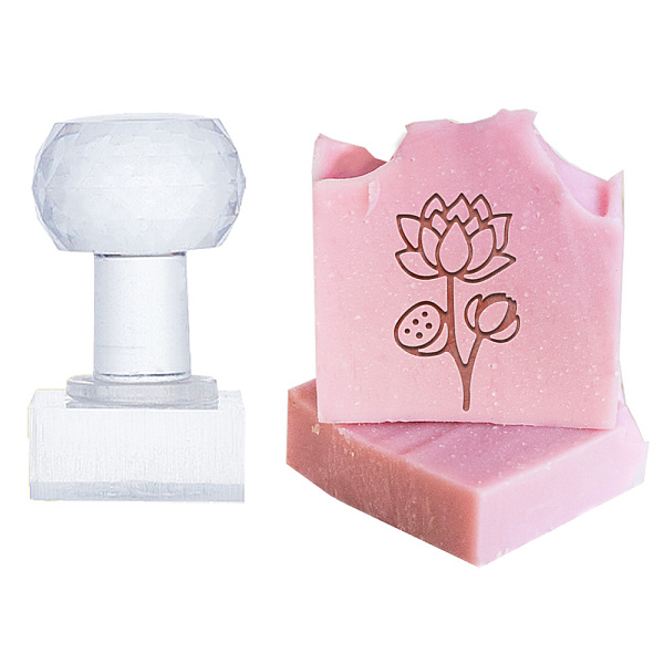 

PandaHall Clear Acrylic Soap Stamps with Small Handles, DIY Soap Molds Supplies, Lotus, 51x24x38mm, Pattern: 35x21mm Acrylic Flower Clear