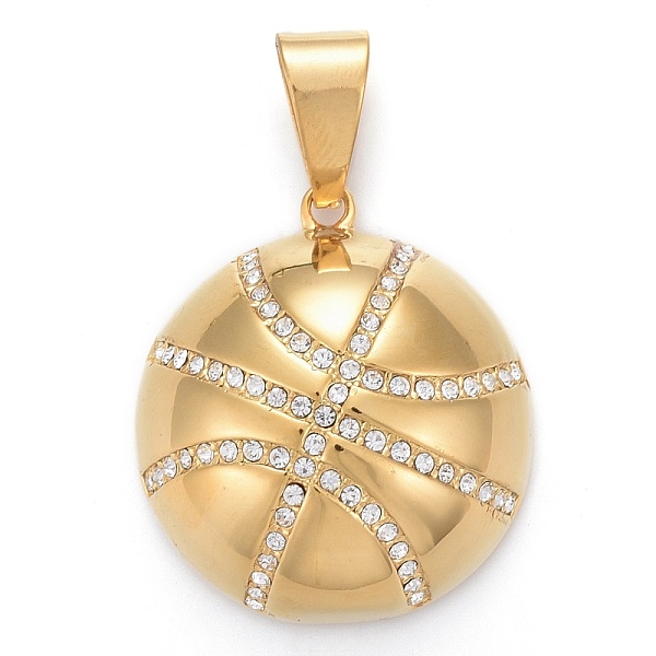 

PandaHall 304 Stainless Steel Pendants, with Crystal Rhinestone, Basketball, Golden, 33.5x30x12mm, Hole: 6.5x12mm Stainless Steel+Rhinestone..., Clear
